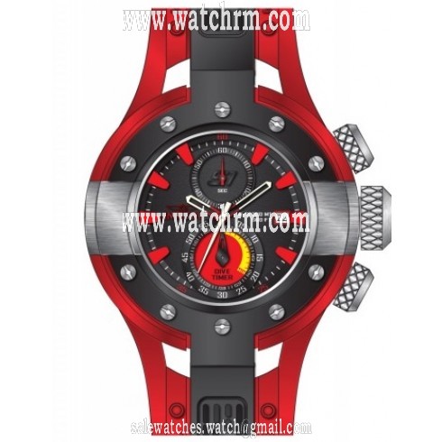 Invicta S1 Rally Chronograph Black Dial Black and Red Polyurethane Rubber Men's Watch 13066