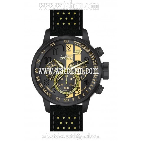 Invicta S1 Rally Chronograph Black Dial Black and Yellow Leather Men's Watch 19289