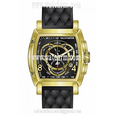 Invicta S1 Rally  Chronograph Black Dial Black Leather Men's Watch 15796