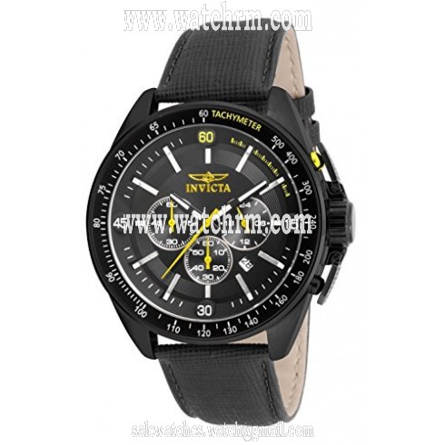 Invicta S1 Rally Chronograph Black Dial Black Leather Men's Watch 15910