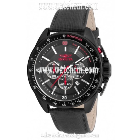 Invicta S1 Rally Chronograph Black Dial Black Leather Men's Watch 15911