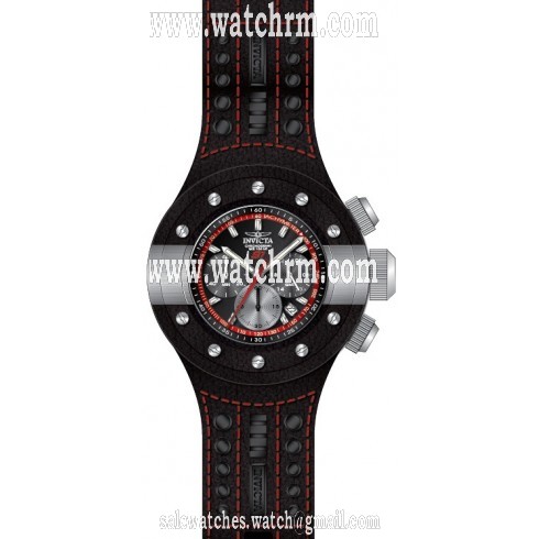 Invicta S1 Rally Chronograph Black Dial Black Leather Men's Watch 19175