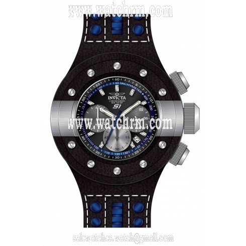 Invicta S1 Rally Chronograph Black Dial Black Leather Men's Watch 19176