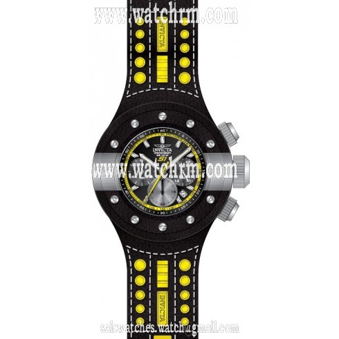 Invicta S1 Rally Chronograph Black Dial Black Leather Men's Watch 19177