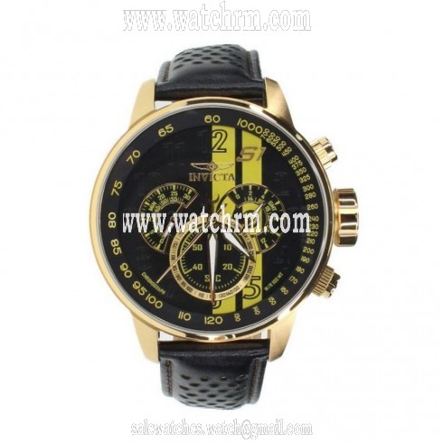 Invicta S1 Rally Chronograph Black Dial Black Leather Men's Watch 19905