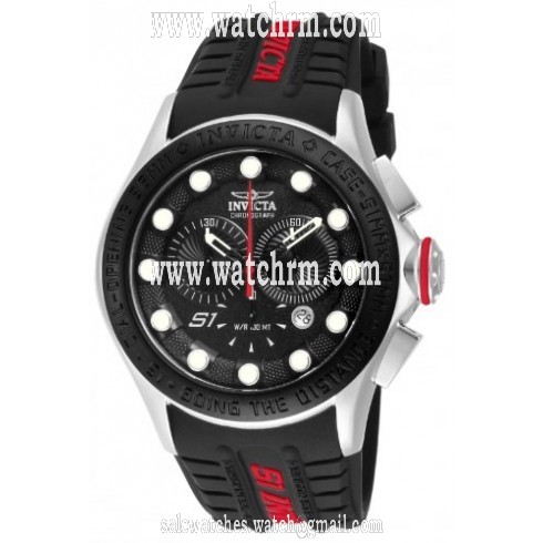 Invicta S1 Rally Chronograph Black Dial Black Polyurethane Men's Watch 10837