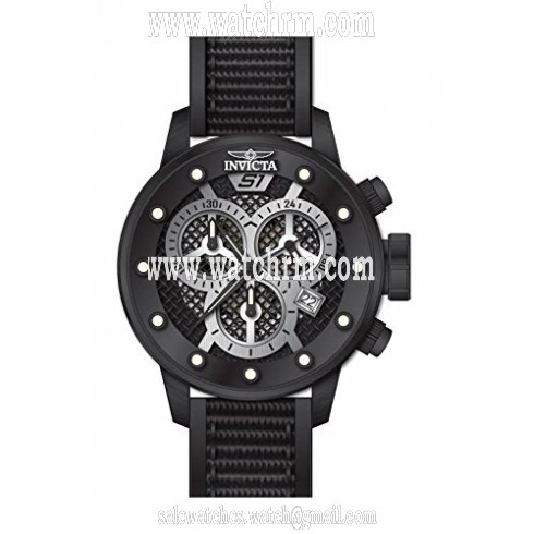 Invicta S1 Rally Chronograph Black Dial Black Polyurethane Men's Watch 19623