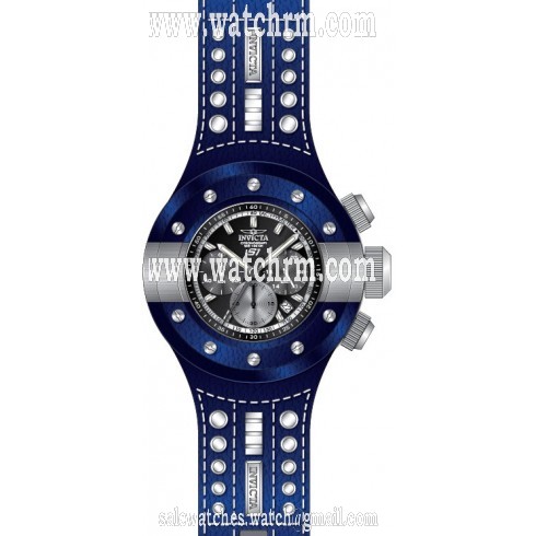 Invicta S1 Rally Chronograph Black Dial Blue Leather Men's Watch 19178