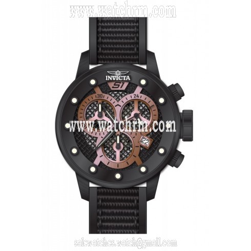 Invicta S1 Rally Chronograph Black Open Dial Black Polyurethane Men's Watch 19625