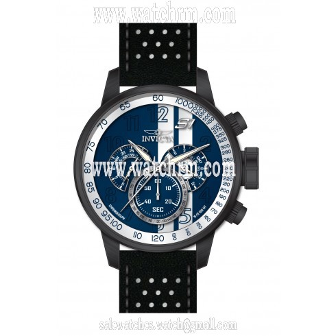 Invicta S1 Rally Chronograph Blue and White Dial Black and White Leather Men's Watch 19293
