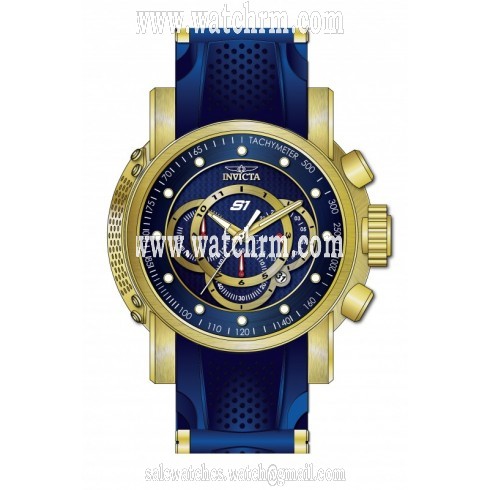 Invicta S1 Rally Chronograph Blue Dial Blue Silicone Gold-plated Men's Watch 19330