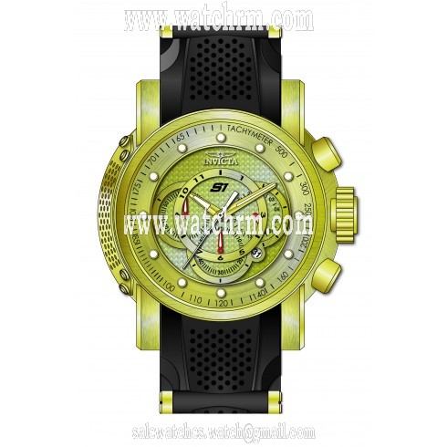 Invicta S1 Rally Chronograph Gold Carbon Fiber Dial Gold-plated and Black Polyurethane Men's Watch 19326