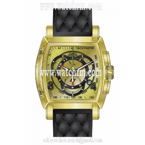 Invicta S1 Rally Chronograph Gold Dial Black Dial Black Leather Men's Watch 15794