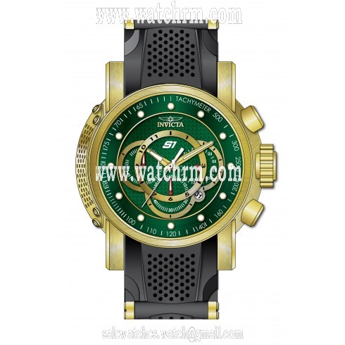 Invicta S1 Rally Chronograph Gold Dial Black Silicone Gold-plated Men's Watch 19329