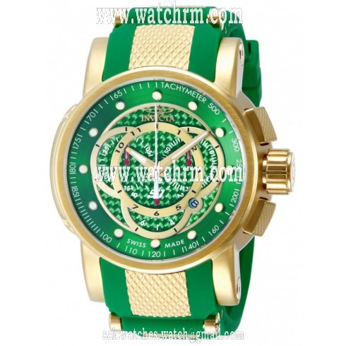 Invicta S1 Rally Chronograph Green Carbon Dial Green Polyurethane Men's Watch 10565