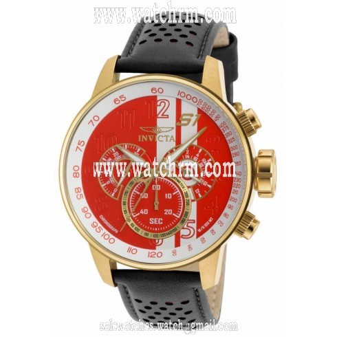 Invicta S1 Rally Chronograph Orange and White Dial Black Leather Men's Watch 19907
