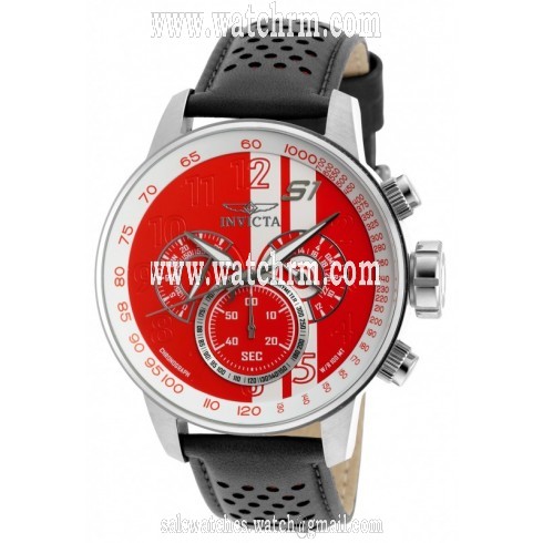 Invicta S1 Rally Red Dial Chronograph Black Leather Men's Watch 19900