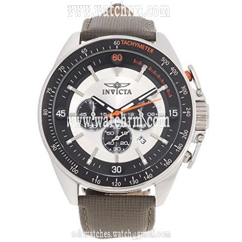 Invicta S1 Rally Chronograph Silver and Black Dial Grey Leather Men's Watch 15907