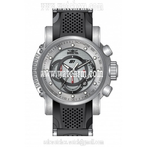 Invicta S1 Rally Chronograph Silver Carbon Fiber Dial Stainless Steel and Black Polyurethane Men's Watch 19318
