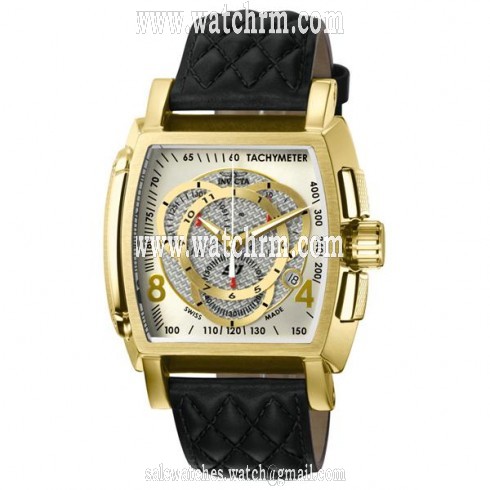 Invicta S1 Rally Chronograph Silver Dial Black Leather Men's Watch 5662