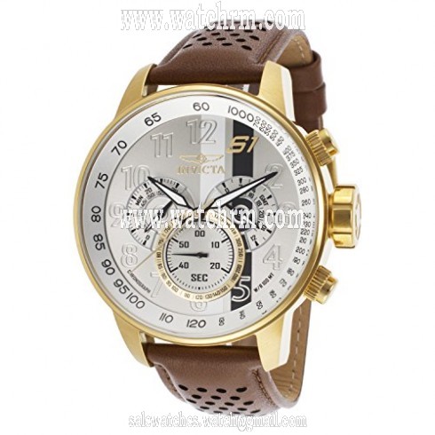 Invicta S1 Rally Chronograph Silver Dial Brown Leather Men's Watch 19287