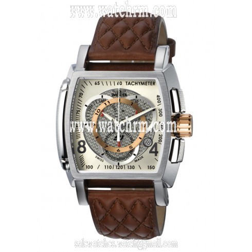 Invicta S1 Rally Chronograph Silver Dial Brown Leather Men's Watch 5402