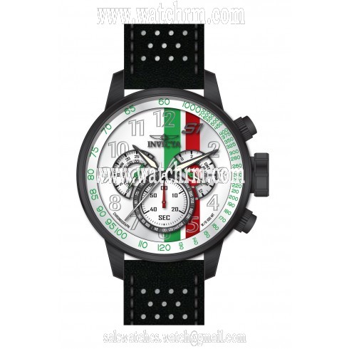 Invicta S1 Rally Chronograph White Dial Black and White Leather Men's Watch 19294