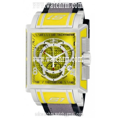 Invicta S1 Rally Chronograph Yellow Dial Gray-tone Polyurethane Strap Men's Watch 11686