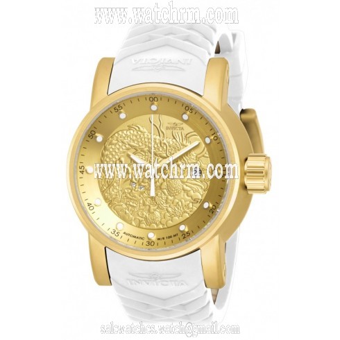Invicta S1 Rally Gold Textured Dial White and Beige Silicone Men's Watch 19546