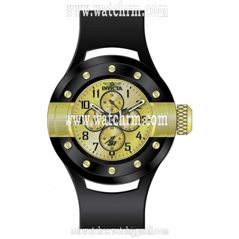 Invicta S1 Rally Multi-Function Gold Dial Black Rubber Men's Watch 17391