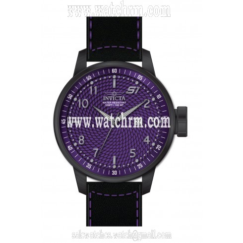 Invicta S1 Rally Purple Dial Black Leather Men's Watch 19615