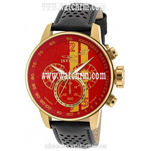 Invicta S1 Rally Red (Yellow Accented) Dial Black Leather Men's Watch 19904