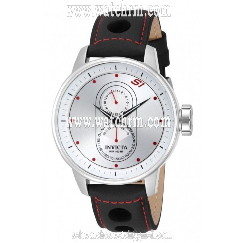 Invicta S1 Rally Silver Dial Black Leather Men's Watch 16019