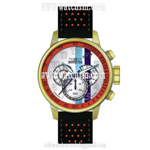 Invicta S1 Rally White and Orange Dial Black Leather Men's Watch 19901