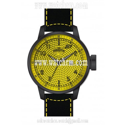 Invicta S1 Rally Yellow Dial Black Leather Men's Watch 19616