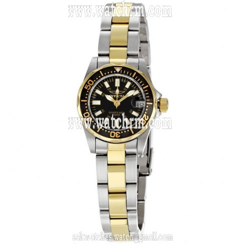 Invicta Sapphire Diver  Black Dial Two-tone Ladies Watch 7063