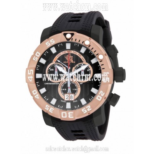 Invicta Sea Base Chronograph Black Dial Black Polyurethane Men's Watch 14256