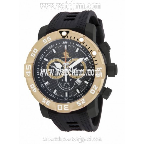 Invicta Sea Base Chronograph Black Dial Black Polyurethane Men's Watch 14286