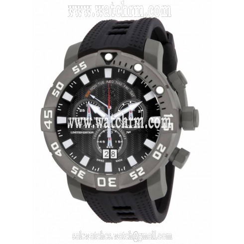 Invicta Sea Base Chronograph Black Dial Black Polyurethane Men's Watch14244