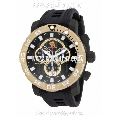 Invicta Sea Base Chronograph Black Dial Black Rubber Men's Watch 14254