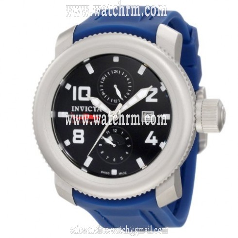 Invicta Sea Hunter Black Dial Polyrethane Quartz Men's Chrono Watch 1985