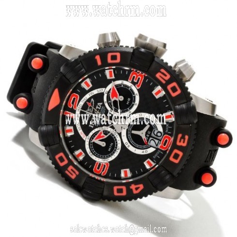 Invicta Sea Hunter Chronograph Black Dial Black Rubber Men's Watch 12257