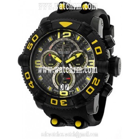 Invicta Sea Hunter Chronograph Black Dial Black Rubber Men's Watch 12258