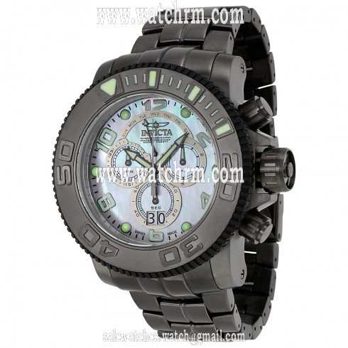 Invicta Sea Hunter Chronograph Platunum Mother of Pearl Dial Gunmetal Ion-plated Men's Watch 10770