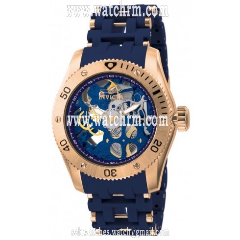 Invicta Sea Spider Rose Gold-tone Case Blue Rubber Strap Automatic Men's Watch 10348