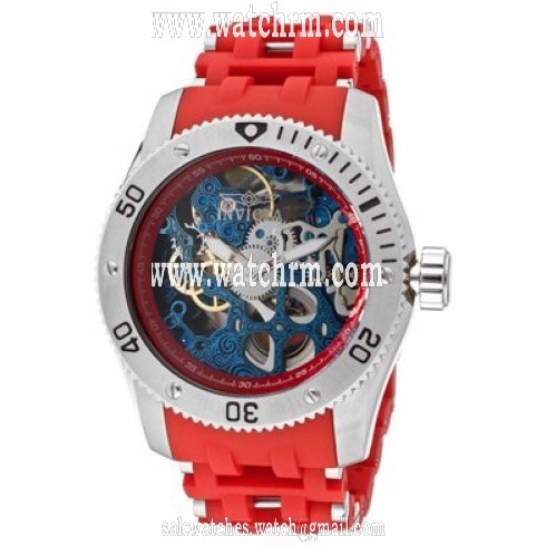 Invicta Sea Spider Blue Skeleton Dial Red Rubber Men's Watch 10346