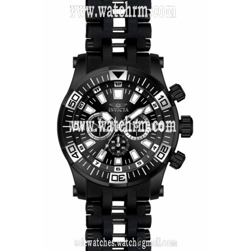 Invicta Sea Spider Chronograph Black Dial Black PVD Polyurethane Men's Watch 14561