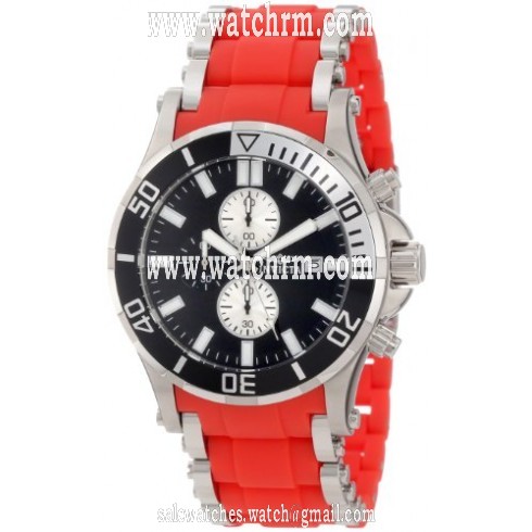 Invicta Sea Spider Chronograph Black Dial Stainless Steel Red Rubber Men's Watch 80135