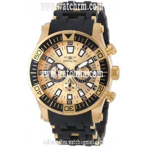 Invicta Sea Spider Chronograph Gold Dial Black Polyurethane Men's Watch 14557
