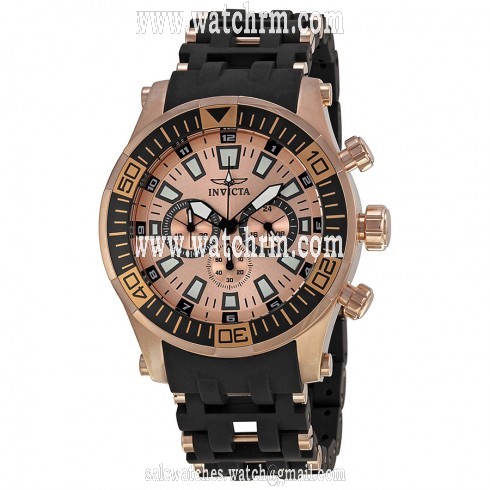 Invicta Sea Spider Chronograph Gold-tone Dial Black Polyurethane Band Men's Watch 14559